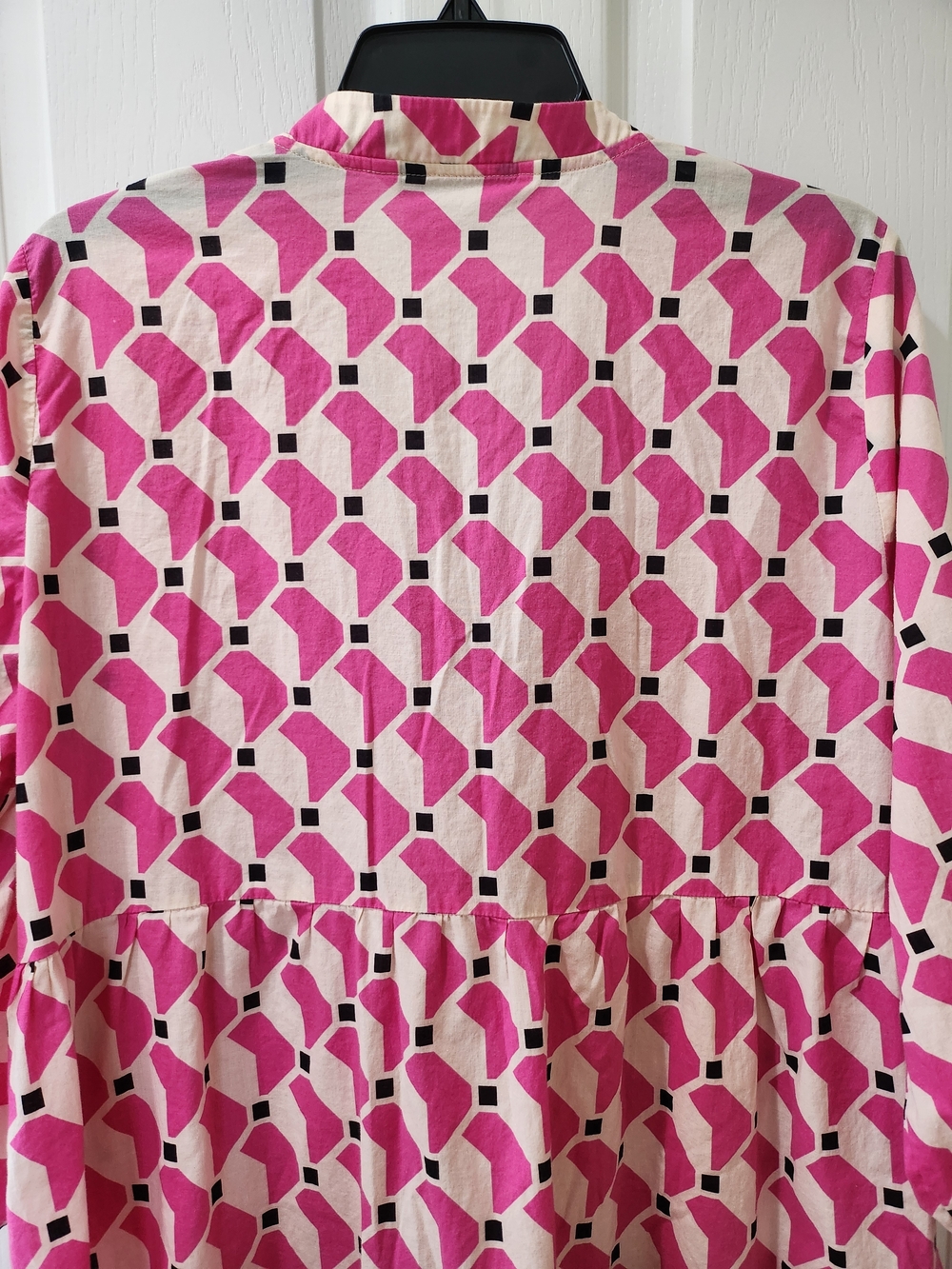 ZARA Geometric Pink & White Tiered Tunic Mini Dress Size L - Picture 6 of 13